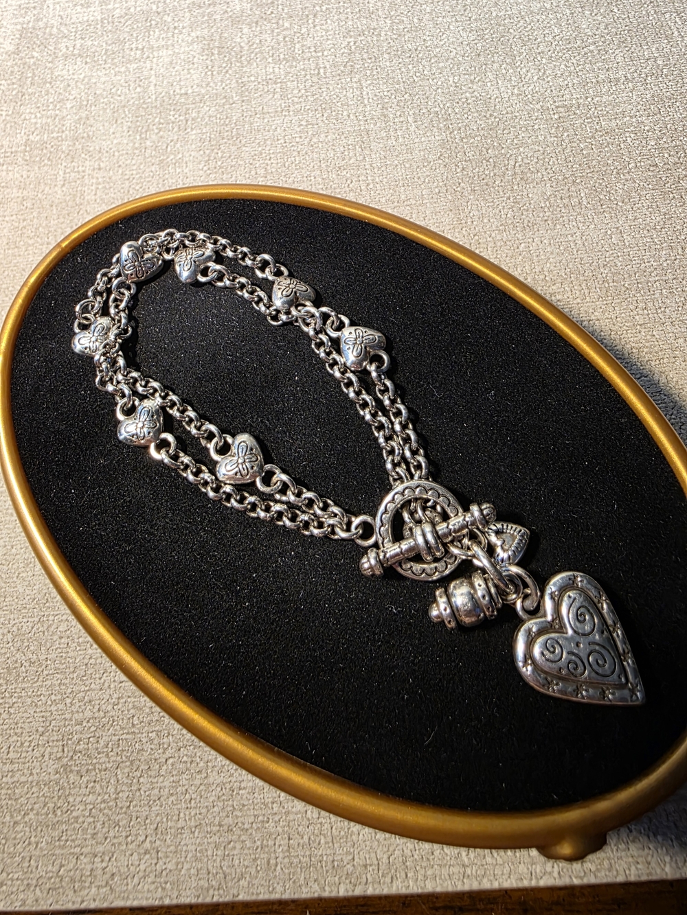 Brighton Retired Silver Heart Toggle Chain Bracelet - Women Jewelry